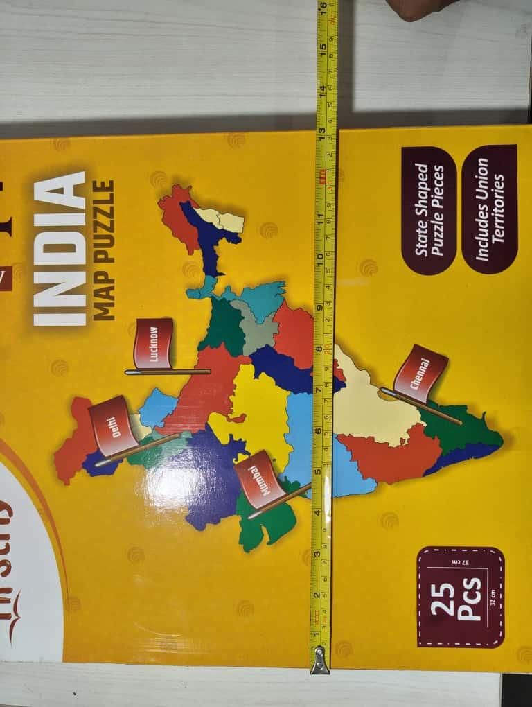 Jigsaw Puzzle Indian Map with State Capitals and Flag Educational Learning for Kids