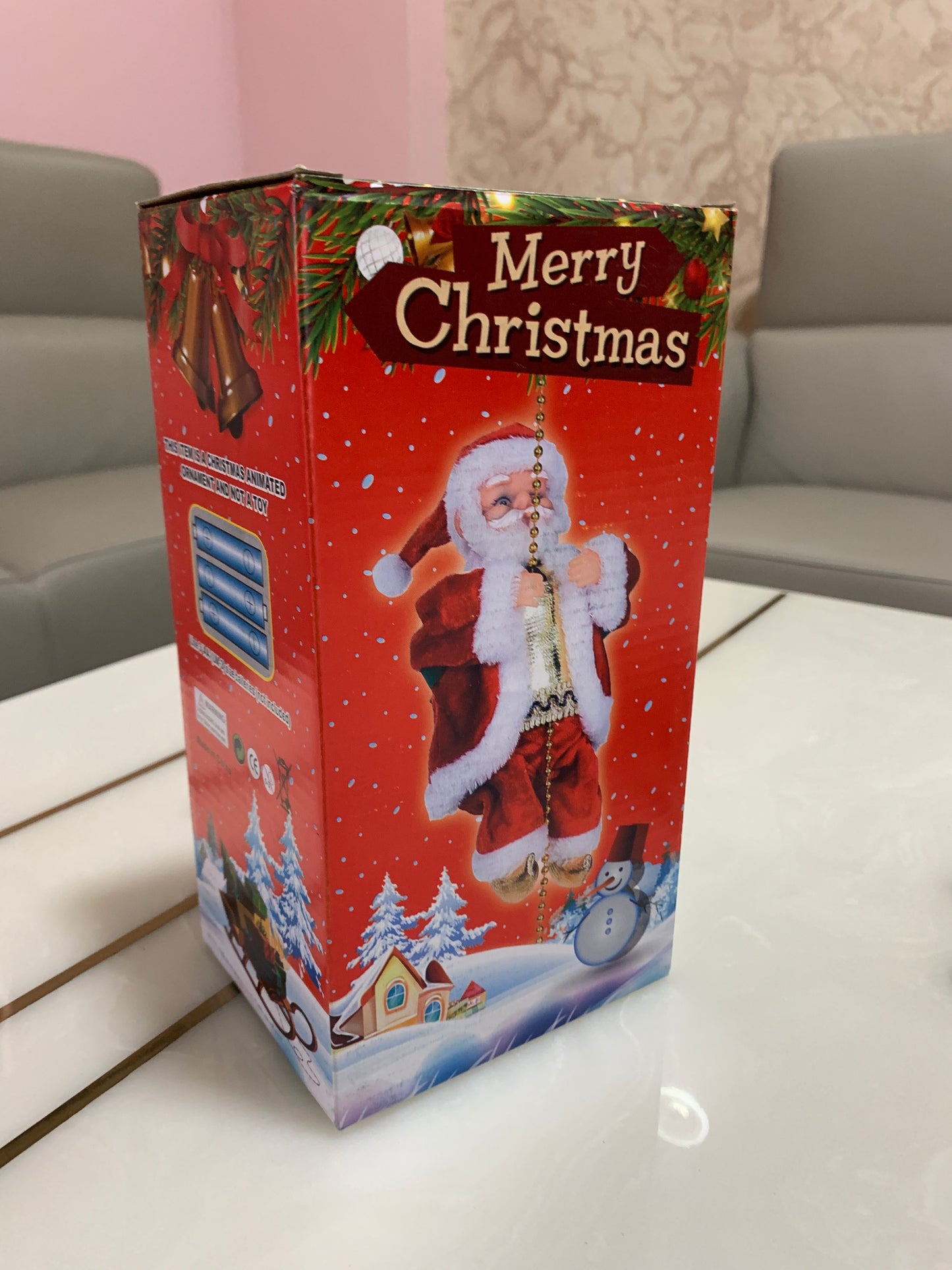 Climbing Santa Animated Christmas Ornament – Hanging Xmas Decoration