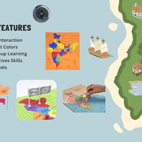 Jigsaw Puzzle Indian Map with State Capitals and Flag Educational Learning  for Kids