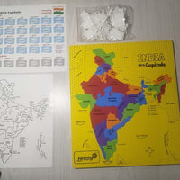 Jigsaw Puzzle Indian Map with State Capitals and Flag Educational Learning  for Kids