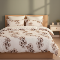 Cotton Floral Bedding Luxury Set, Super King Size with 2 Pillow Covers