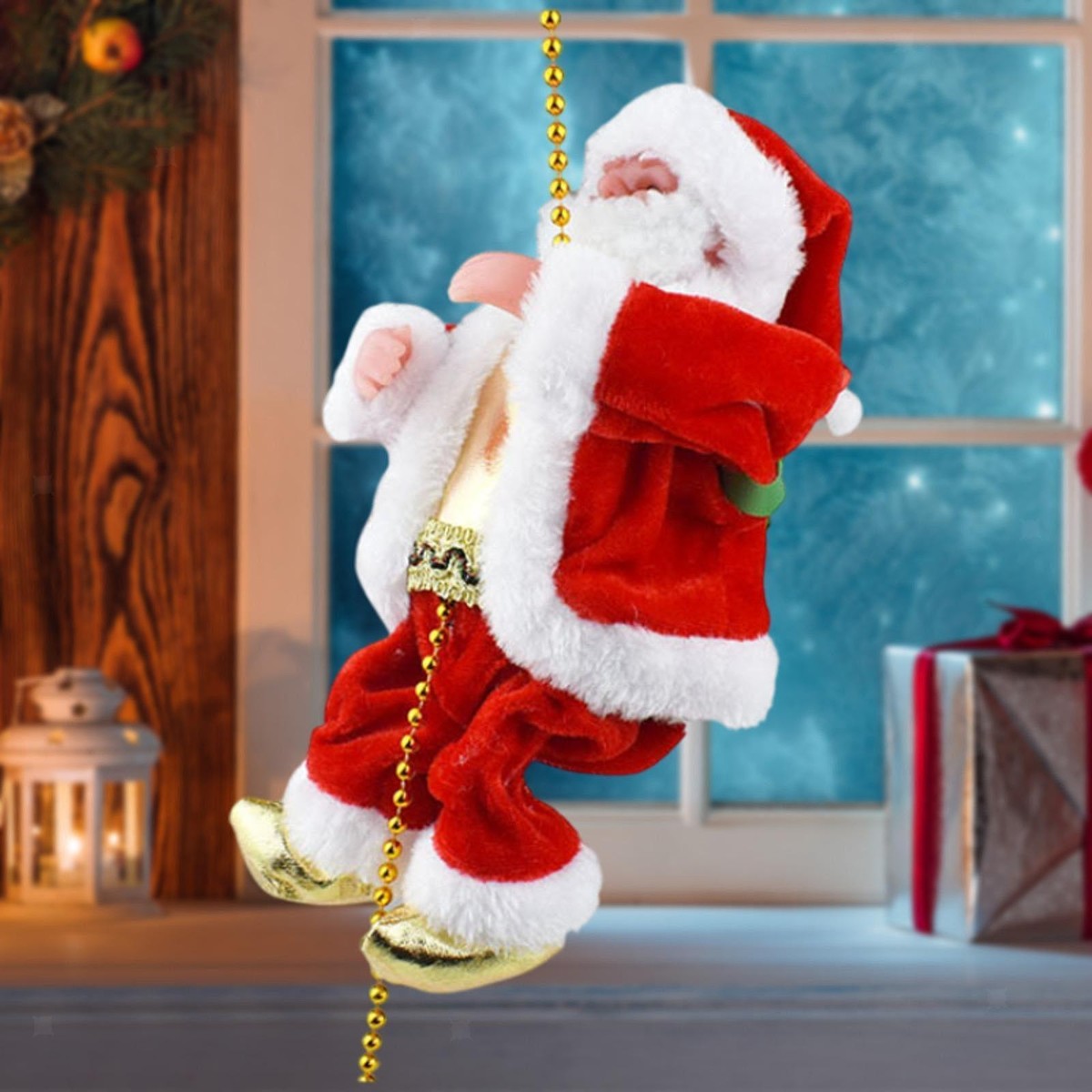 Climbing Santa Animated Christmas Ornament – Hanging Xmas Decoration
